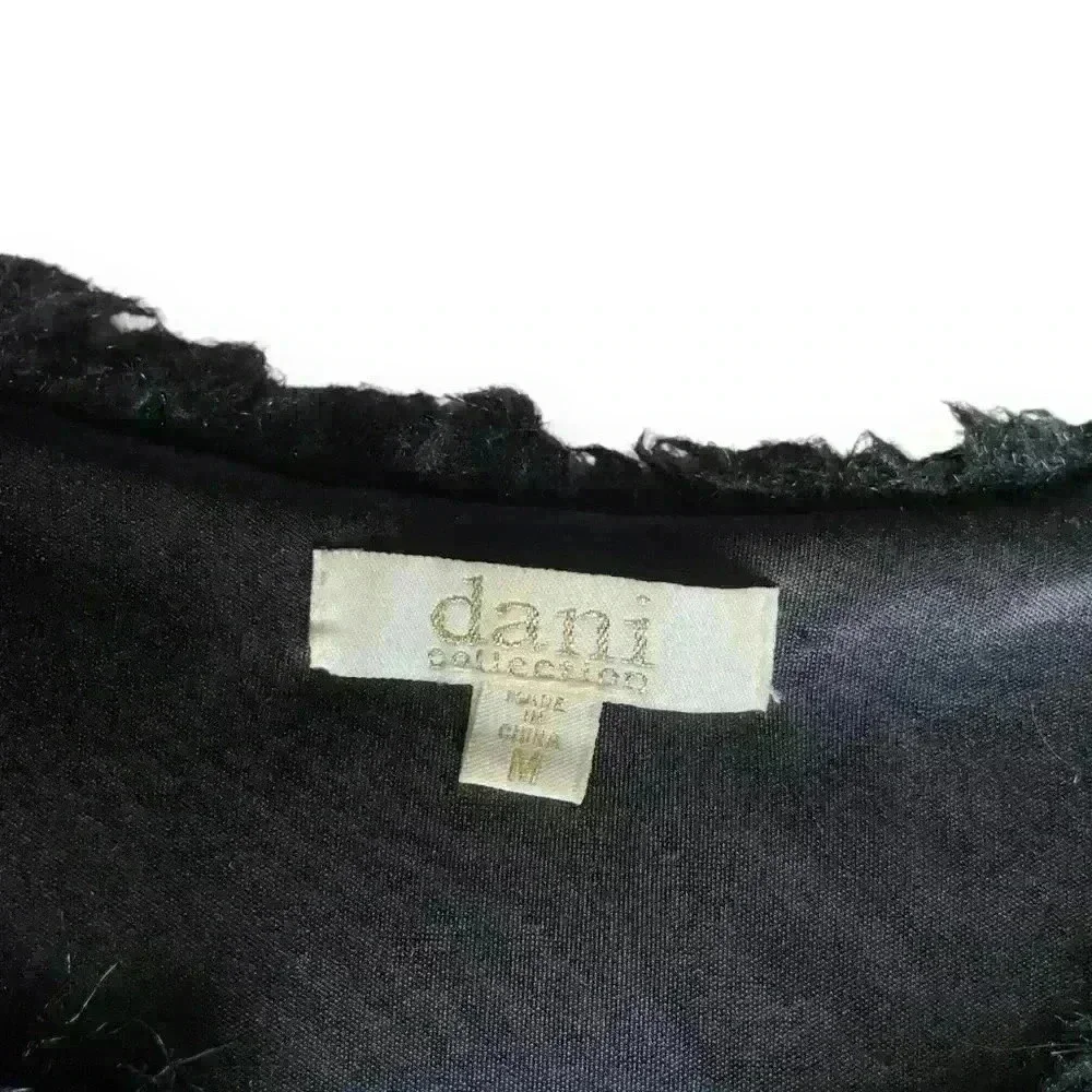 vtg‎ y2k black mobwife faux fur sleeveless vest hidden side pockets open front m